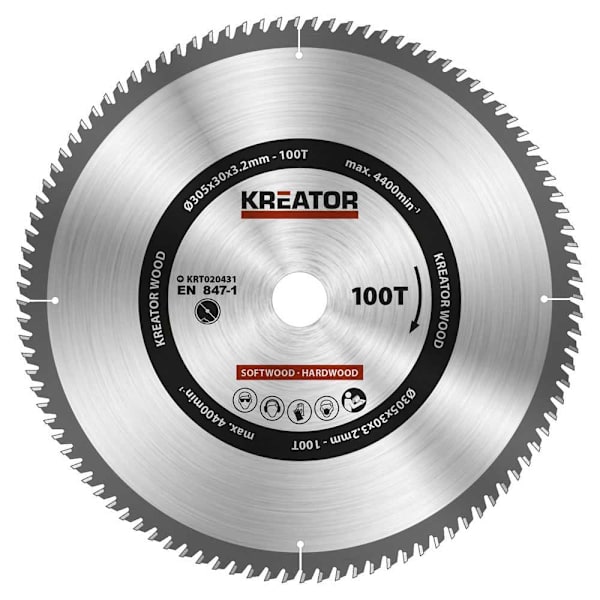 Kreator Træcirkelsavskive 305x30x3.2 Mm 100t Søvfarvet