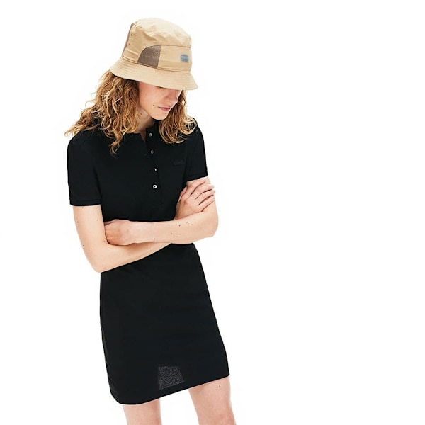 Lacoste Kort Klänning Stretch Cotton Pique Svart 38 Kvinna