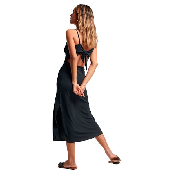 Superdry Lang Kjole Uden ærmer Studios Jersey Open Back Sort XL Kvinde