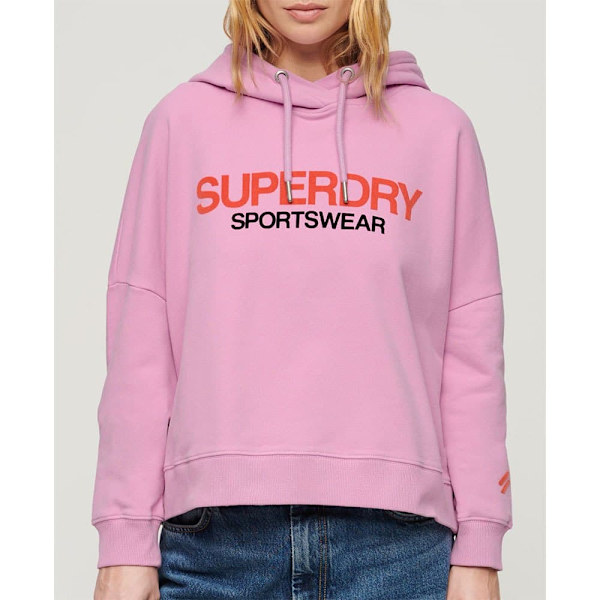 Superdry Sportswear Logo Boxy Tröja Med Huva Rosa 2XS Kvinna