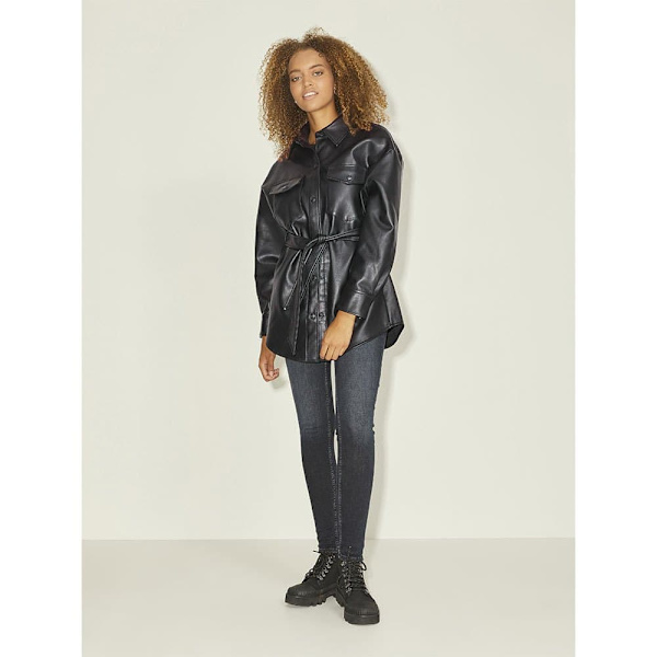 Jack & Jones Læderjakke Luna Faux Overshirt Sort XS Kvinde