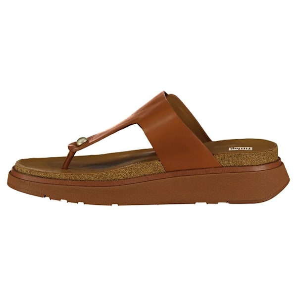 Fitflop Slides Buckle Leather Toe-post Brun EU 39 Kvinna