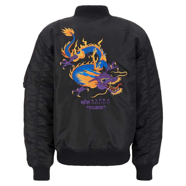 Alpha Industries Ma-1 Dragon Emb Jakke Sort M Mand