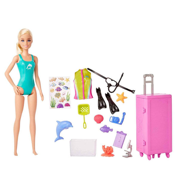 Barbie Voit Olla Blondi Meribiologi-nukke Monivärinen