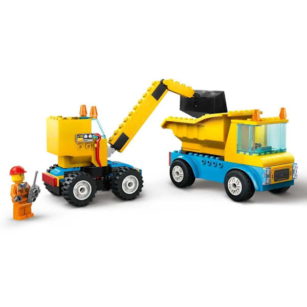 Lego Arbejds-og Kranbiler Med Nedrivningsbold Gylden