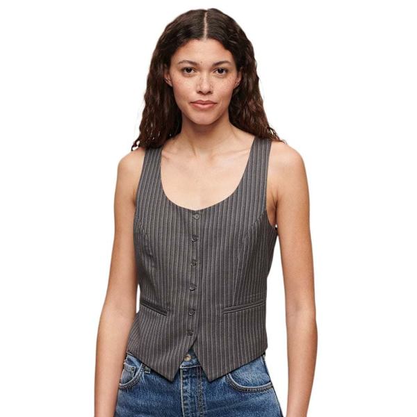 Superdry Satin Back Väst Grå L Kvinna