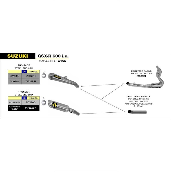 Arrow Stock Collectors Suzuki Gsx-r 600 / 750 I.e. ´06-07 Linkkipiippu Hopeinen