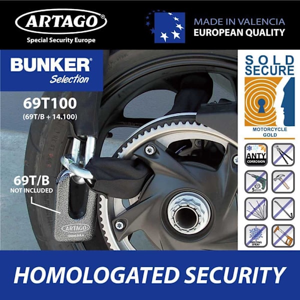 Artago Ketjun Lukko 14.120 Musta 120 cm