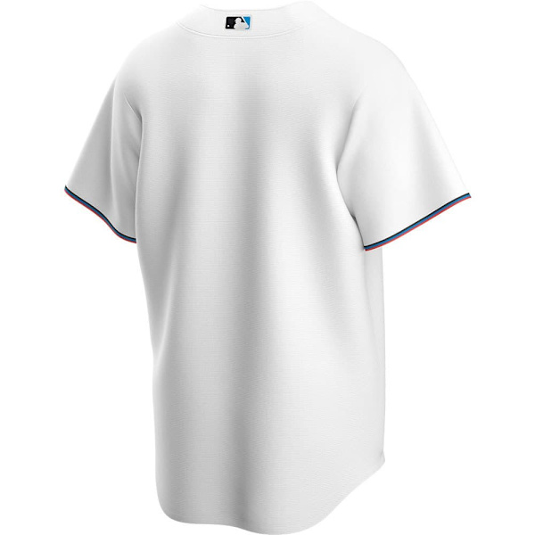 Nike Kortærmet T-shirt Med V-hals Mlb Miami Marlins Official Replica Home Hvid M Mand