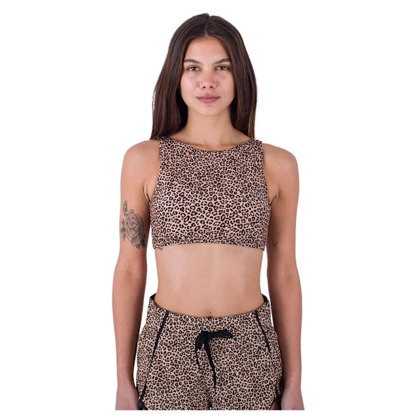 Hurley Bikinitopp Max Leopard High Neck 2 Way Brun S Kvinna