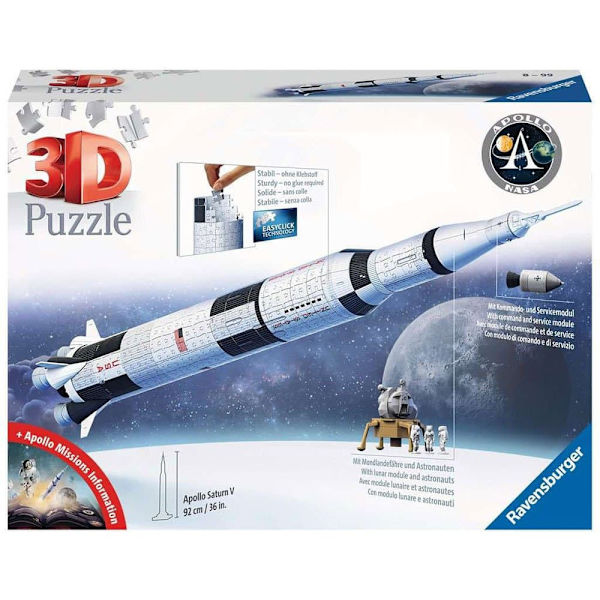Ravensburger Gåde Nasa 3d Apollo Saturn V Rocket 504 Pieces