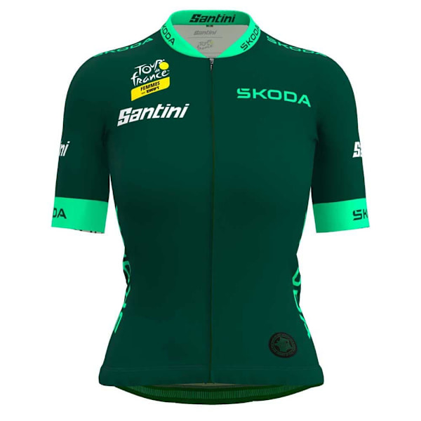 Santini Tour De France Femme Avec Zwift Best Sprinter Leader Korta ärmar Cykeltröja Grönt L Kvinna