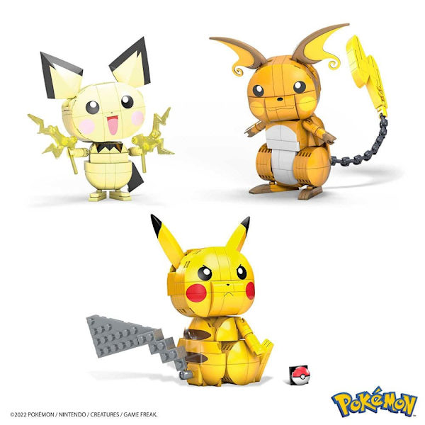 Mega Construx Ja Raichu) 3 Pokémon Rayo (pichu. Pikachu Keltainen