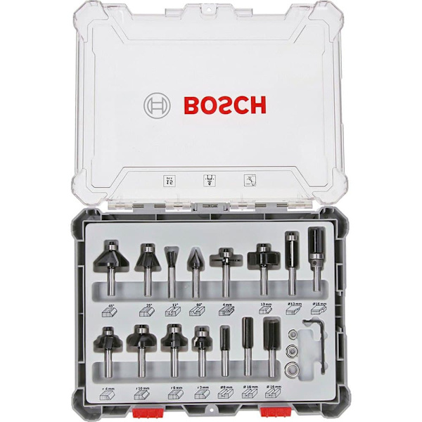 Bosch Professional 15 6 Mm Puu Bitti Aseta Varten 6 Mm Varren Reititin Hopeinen