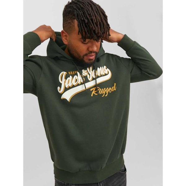 Jack & Jones Logo 2 Col Plus Size Hættetrøje Grøn 2XL Mand
