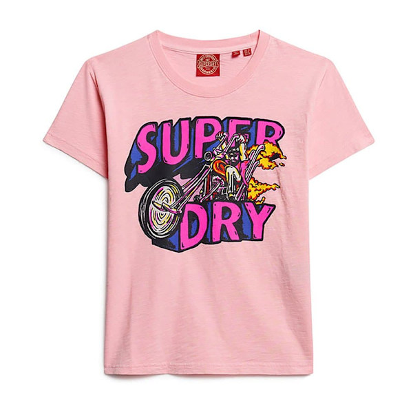 Superdry Neon Motor Graphic Fitted T-shirt Med Korta ärmar Rosa XL Kvinna