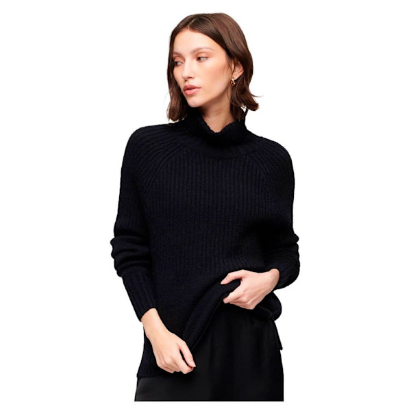 Superdry Besætning Hals Sweater Essential Rib Sort M Kvinde