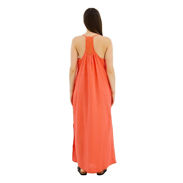 Superdry Lace Halter Beach ärmlös Lång Klänning Orange M Kvinna