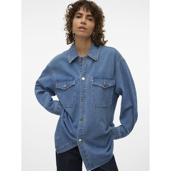 Vero Moda Naya Oversized Skjorte Med Lange ærmer Blå M Kvinde