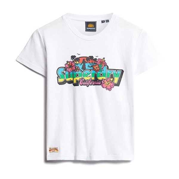 Superdry Cali Sticker Fitted Lyhythihainen T-paita Valkoinen M Nainen