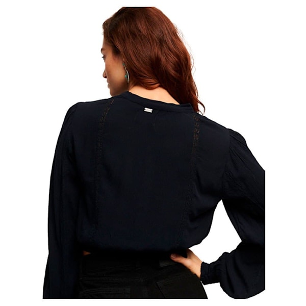 Superdry Pitkähihainen Pusero Lace Trim Smocked Musta XL Nainen