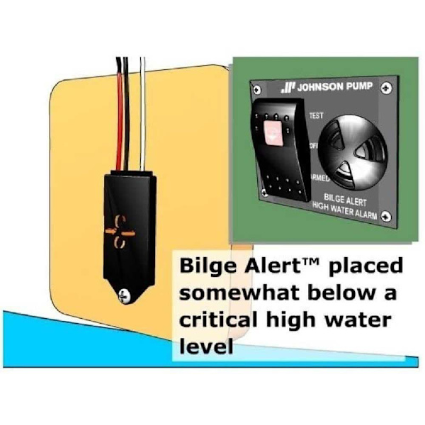 Johnson Pump Korkean Veden Hälytys Ultra-kytkimellä Bilge Alert 189-72303 Musta 12V
