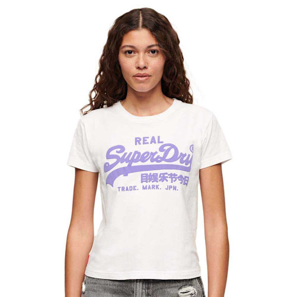 Superdry Neon Vl Graphic Fitted T-shirt Med Korta ärmar Vit S Kvinna