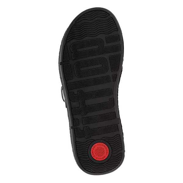 Fitflop F-mode Espadrille Buckle Leather Flatform Tofflor Svart EU 38 Kvinna