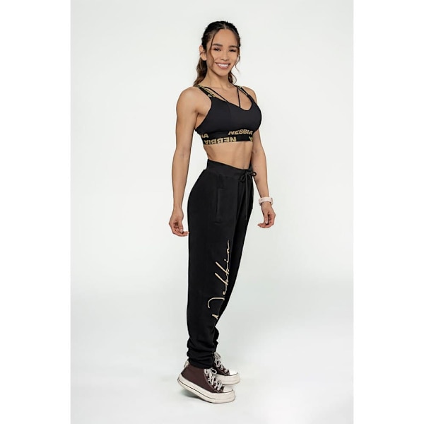 Nebbia Sports Top Høj Support Padded Intense Iconic Gold Sort XS Kvinde