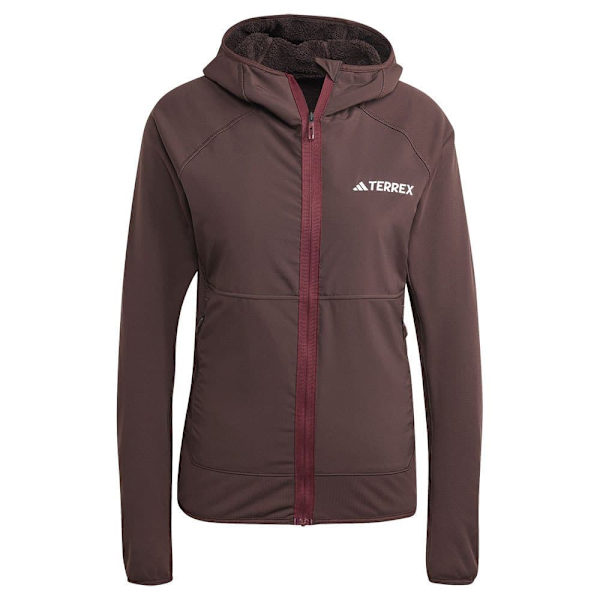 Adidas Full Dragkedja Fleece Organiser Techrock Reversible High-pile-fleece Brun L Kvinna