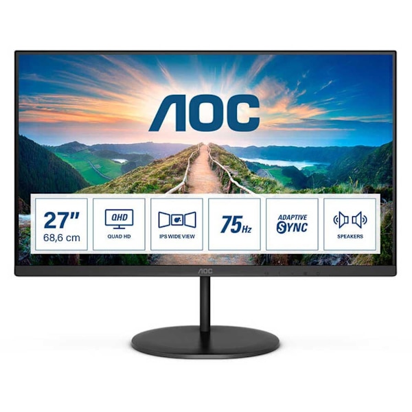 Aoc Monitor Q27v4ea 27´´ Qhd Ips Led 75hz Svart One Size / EU Plug