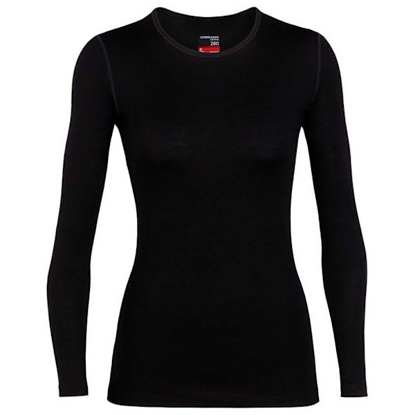 Icebreaker Baselag 260 Tech Crew Merino Sort XS Kvinde