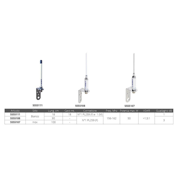 Scout Telecomunicazioni Akselhoved I Rustfrit Stål Antenne Vhf Transparent 100 cm