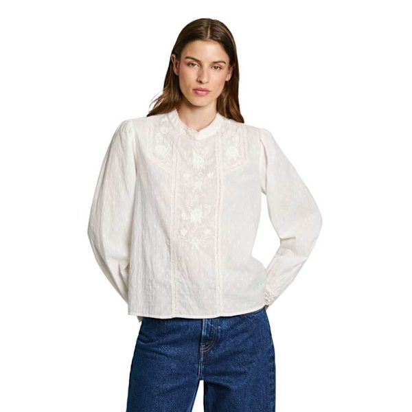 Pepe Jeans Pl304940 Langærmet Bluse Hvid L Kvinde