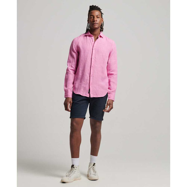 Superdry Studios Casual Linen Pitkähihainen Paita Pinkki 3XL Mies