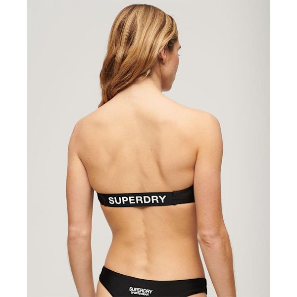 Superdry Logo Bandeau Bikinitop Sort XL Kvinde