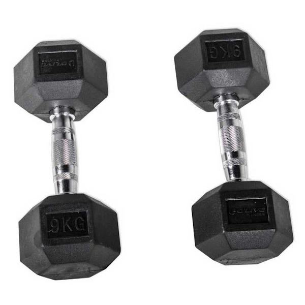 Olive Rubber Hex 9kg Pair Sort,Søvfarvet 9 kg
