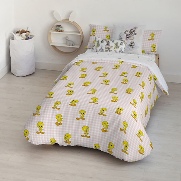 Play Fabrics Dynetæppe Tweety Vichy Rosa Til Maxicuna 115x145 Cm