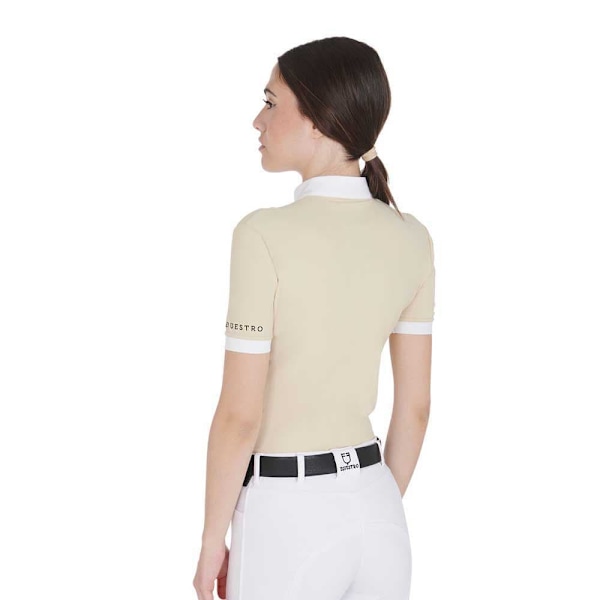 Equestro Fit Pleated Cotton Lyhythihainen Pikeepaita Beige XL