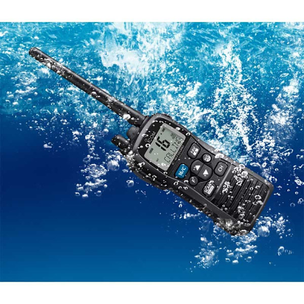 Icom Ic-m Ipx7 6w 73 Euro Transportabel Marine Vhf Radio Station Sort