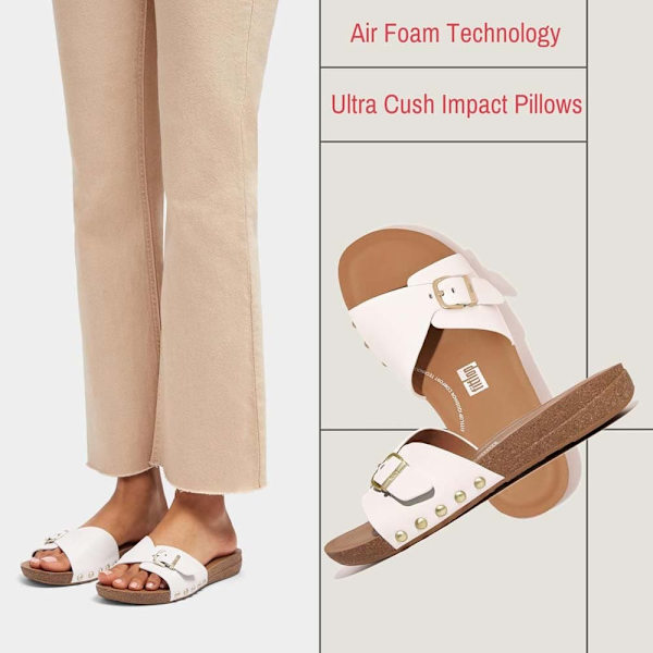 Fitflop Iqushion Adjustable Buckle Leather Klipklapper Hvid EU 39 Kvinde