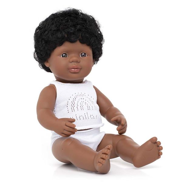 Miniland Afro Amerikaner Baby Dukke 38 Cm Hvid