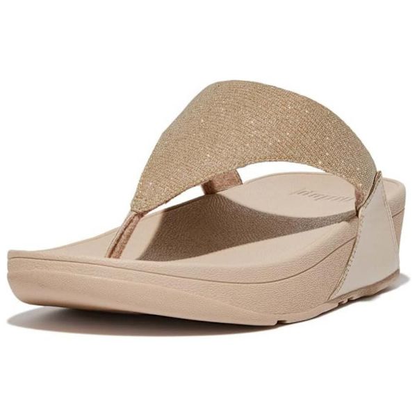 Fitflop Slides Lulu Shimmerlux Toe-post Beige EU 41 Kvinna