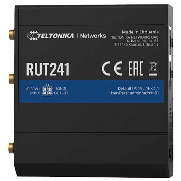 Teltonika Reititin Rut241 Wifi Hopeinen musta
