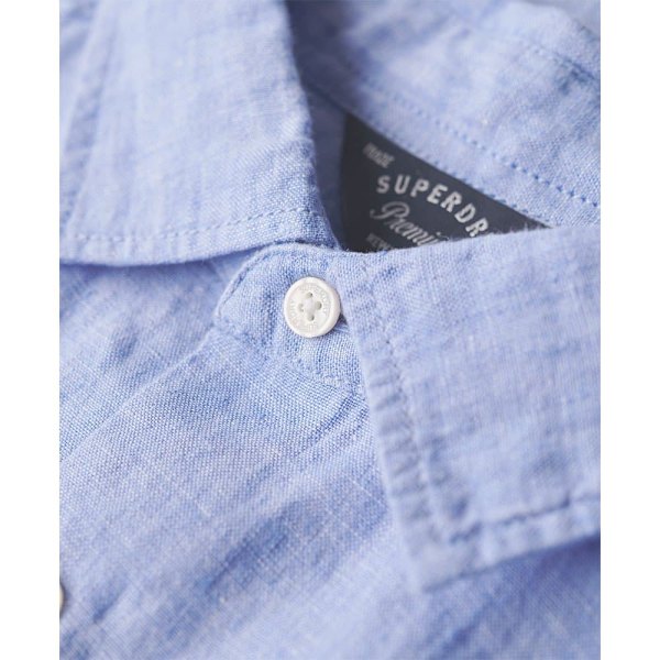 Superdry Studios Casual Linen Skjorte Med Lange ærmer Blå XL Mand