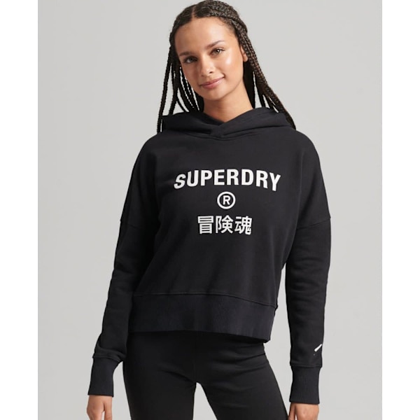 Superdry Hættetrøje Code Core Sport Crop Box Sort M Kvinde