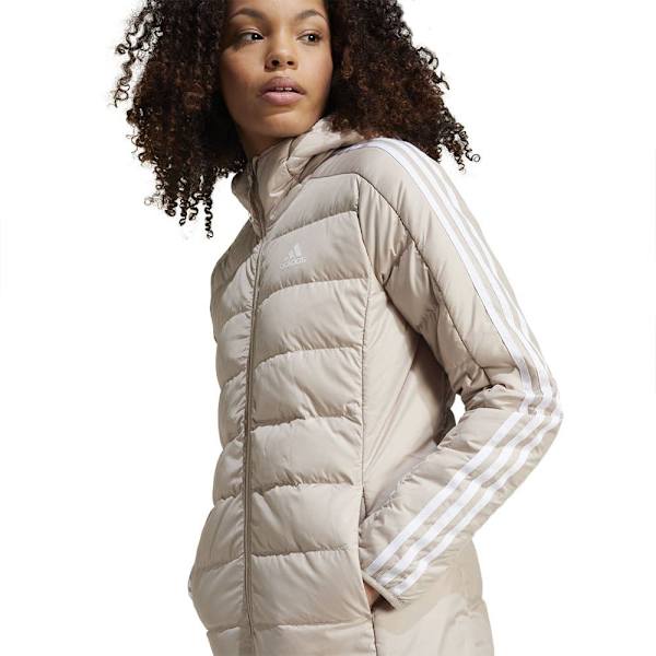 Adidas Essentials 3 Stripes Light Down Parka Beige M Nainen