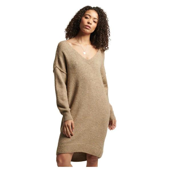 Superdry Kjole Studios Slouch V Knit Brun 2XS Kvinde