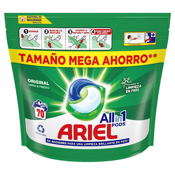 Ariel Sisään Pods 3 1 Säännöllinen 70 Pesu Pesuaine Kirkas