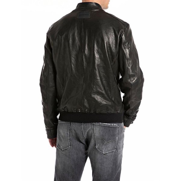 Replay Læderjakke M8385.000.84950 Sort M Mand